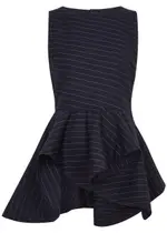 JW Anderson Pinstriped Peplum Stretch-wool top - Navy - 10 (UK10 / S) 10 (UK10 / S)