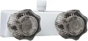 (DSRTLP) RV Shower Faucet Two Handle Replacement Set Crystal Acrylic use for Camper Van Travel Trailer Motorhome and Boat White/Black (White)