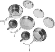 Abaodam 1 Set Outdoor Camping Cookware Set Portable Folding Cooking Pot and Frying Pan for Picnic Hiking BBQ Lightweight Stainless Steel Utensils for Easy Outdoor Cooking