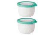 2x Oggi 660ml Plastic Prep & Serve Bowl Kitchen Food Serving Container w Lid WHT