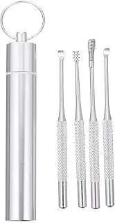 MOLUCKFU 1 Set Durable Stainless Steel Ear Cleaning Tools with Storage Canister Portable Ear Picks for Easy Removal and Maintenance
