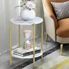 Luxury Round Coffee Table Side End Tables Bedside Marble Effect Solid Metal Legs