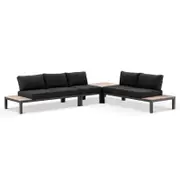 Nova Package D Outdoor Aluminium Modular Corner Lounge Charcoal - Denim Grey