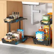 Under Sink Organizer 2 Tier,Pull Out Cabinet Organizer Shelf,Kitchen Bathroom...