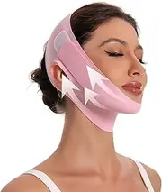 Chin Strap for Sleeping Women, Reusable V Line Lifting Mask Adjustable Double Chin Reducer, Jaw Exerciser for Face Tightening & Prevent Sagging(Pink)