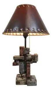 Rustic Western Christian Bible Scriptures Faith Hope Love Grace Cross Table Lamp
