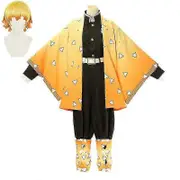 Tan Shan Japanese Anime Kimono Uniform Agatsuma Zenitsu Cosplay Costume Halloween Party Costume For Adult With wig 110