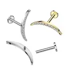 Piercing Labret Titanium - Croisant Moon Encrusted With Multiple Zircons