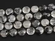 Natural Black White Rutilated Quartz Beads AA Flat Round 8MM 10MM Loose Beads