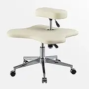 YUGXTH Adjustable Kneeling Chair, Ergonomic Cross Legged Chair with Brake Wheels, Posture Chair for Desk with Cushion, Versatile Kneeling Chair, for Computer Workers, Yoga Lovers (Color : Off-White)