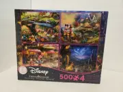 Thomas Kinkade 4 Disney 500 Piece Puzzle Mickey Alice Beauty & The Beast Minnie