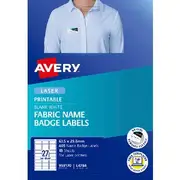 Avery 27UP Fabric Laser Name Badge Labels 15 Sheets