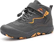 [FLIOZY] Kids Hiking Boots Boys Girls Mid-Top Outdoor Waterproof Non-Slip Breathable Sneakers with Anti-Collision Toe and Hook-and-Loop Closure