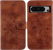 Compatible with Google Pixel 8 Pro 5G Flip Kickstand Cover,Compatible with Google Pixel 8 Pro 5G Card Slot Wallet Case Brown