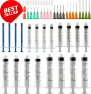 Syringe Set with Blunt Needles, 80 Pcs, 1mL to 20mL, for Glue & Industrial Use