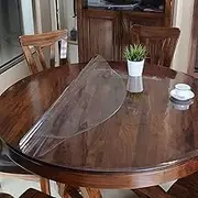 Clear Round Table Cover 120cm, 1.5mm Thick Round Plastic Table Protector, Waterproof PVC Tablecloth, Vinyl Circle Table Top Protector for Coffee Table, Dining Room Table