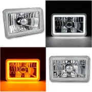 4x6" Switchback White / Amber LED Halo DRL Turn Signal Headlight Lamp Bulb Pair (for: Chrysler)