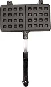 Double Pie Waffle Maker, Waffle Maker Pan Aluminum Alloy Waffle Maker with Anti Scalding Handle,Camping Mountain Pie Iron for Open Flames and Campfires