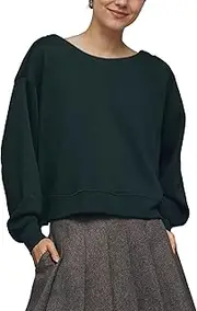 [D-Sun] Womens Open Back Sweatshirts Oversized Pullover Long Sleeve Casual Bow Tie Long Sleeve Sweatshirts Top, Light Brown, Medium