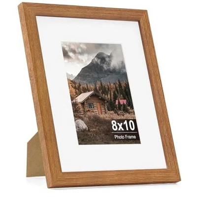 8x10 Wood Frame - Rustic Wood 8 x 10 Picture Frames with Mat for 8x10-1P Walnut