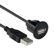 Cable Socket USB2.0 Car Dashboard Flush Mount Panel Extension Cord Adapter