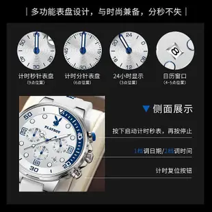 PLAYBOY品牌手錶（原裝正品+原裝盒子）3036P多功能運動計時夜光石英錶時尚男士手錶