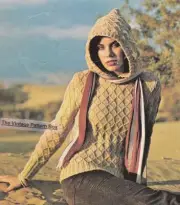 TEXTURED JUMPER WITH HOOD / D.K. & 12ply - COPY ladies knitting pattern