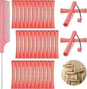 WILLBOND 36 Pieces Cold Wave Rod Hair Perm Rods Hair Rollers Perming Curlers with Steel Rat Tail Comb for Hairdressing Styling