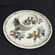 Portmeirion The Holly & The Ivy Chip and Dip Set EUC Britain