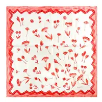 在飛比找momo購物網優惠-【LANVIN 浪凡】手繪風格花卉方型絲巾(紅色)