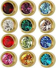 [Caflon] Surgical Steel 4mm Ear Piercing Studs, 12 Pair Mixed Colors