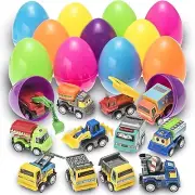 PREXTEX Toy Filled Easter Eggs with Pull-Back Construction & Engineering Vehicle