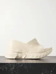 [Givenchy] Givenchy - Marshmallow Glossed-rubber Platform Wedge Mules - Ivory - IT39 IT 39 Ivory