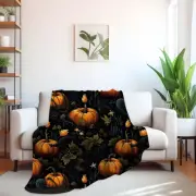 Mystic Pumpkin Patch Blanket Cottagecore Throw in Sherpa or Velveteen by Durazza
