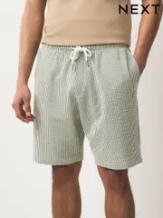 Sage/White Jersey Seersucker Shorts (AL4696) | $47