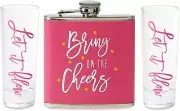 Flask and Shot Glass Set Decorated w/ Cursive Lettering & Stars