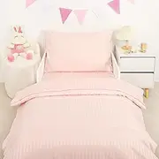 CARUILI Toddler Bedding Sets for Girls, 4 Piece Soft Crib Bedding Set for Boys and Girls, Includes Comforter, Fitted Sheet, Flat Sheet and Envelope Pillowcase, Pink
