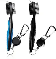 2 pcs Golfclub Ball Grooves Cleaning Brush,WizeFolk Nylon Iron Wire Dual Sided Putter Cleaner Exercise Golf Accessories,with Retractable Zip-line and Aluminum Carabiner Cleaning Tools
