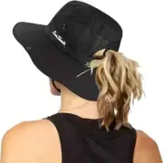Womans Gray Hat Breathable Ponytail Sun Hat