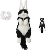 [FFNCBDZQ] Realistic Handmade Cat Crossbody Bag, Backpack with Stuffed Animal, Stuffed Animal Backpack Classic Adult Birthday for Gift(Cat+Bell Scarf)
