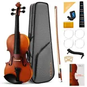Fesley Violin Fiddle Beginner Set: 1/4 Matt Violin Kit for Student, Acoustic Vio