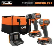 RIDGID Impact Driver Combo Kit w/ Hammer Drill 18V Brushless Cordless 2- Tool