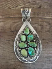 Native American Sterling Silver & Sonoran Turquoise Cluster Pendant by Lewis