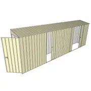 Build-a-Shed 0.8 x 6 x 2m Singled Hinged Door Skillion Shed with Single and Double Sliding Side Doors - Cream