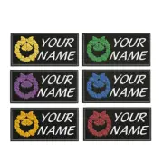 Custom Christmas Name Tag Patch Embroidered Iron-on Applique Wreath 4x2"