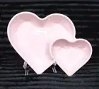 Pastel Pink Shimmer Double Hearts Valentine Melamine Chip 'n Dip Tray Bowl 16"