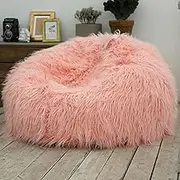UYSOFRCV Big Bean Bag Sofa Cover Without Filling, Long Plush Lazy Recliner Furniture Soft Beanbag Chair for Adult Teen Children Perfect Lounge or Gaming Chair,Pink