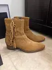 From the First Diego 45MM Fringe Western Boot Ochre Suede NEW in Box