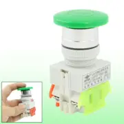 AC 660V 10A 1NO 1NC DPST Momentary Green Mushroom Head Push Button Switch