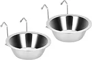 2PCS Kennel Water Bowl Hanging,Stainless Steel Puppy Bowls for Small Dog Cage,Kennel, Crate, Catio Accessories,Dog Crate Water Bowl, Dish Feeder Food Holder No Spill(8oz/1cup)